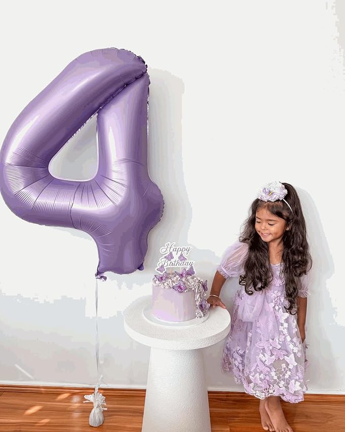 4 Balloon - Lilac Birthday Number Balloons, 40 Inch Decorations Men Women | - Image 2
