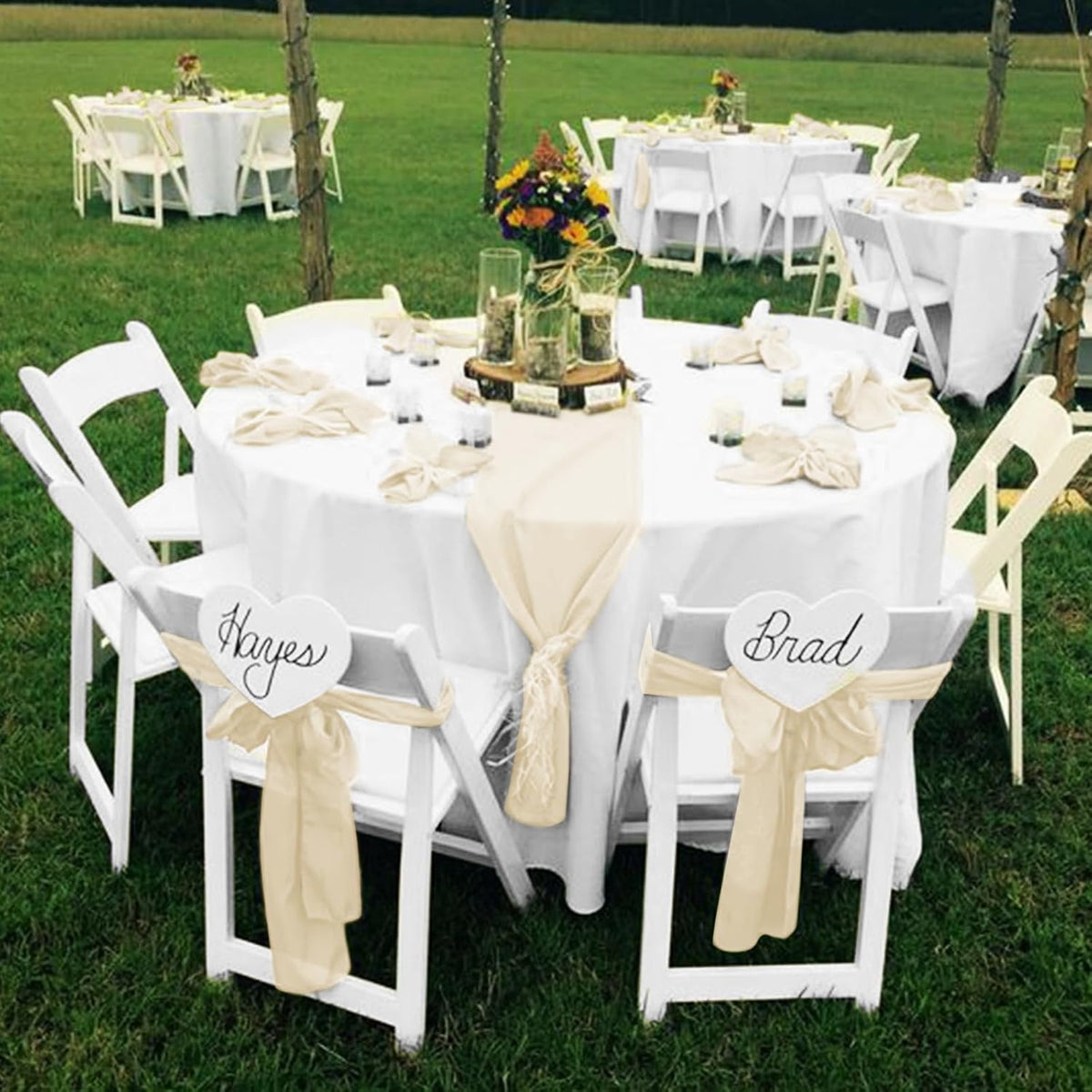 fani 120 PCS Ivory Satin Chair Sashes Bows Universal Chair Cover for Wedding Reception Restaurant Event Decoration Banquet,Party,Hotel Event Decorations (7 x 108 inch)