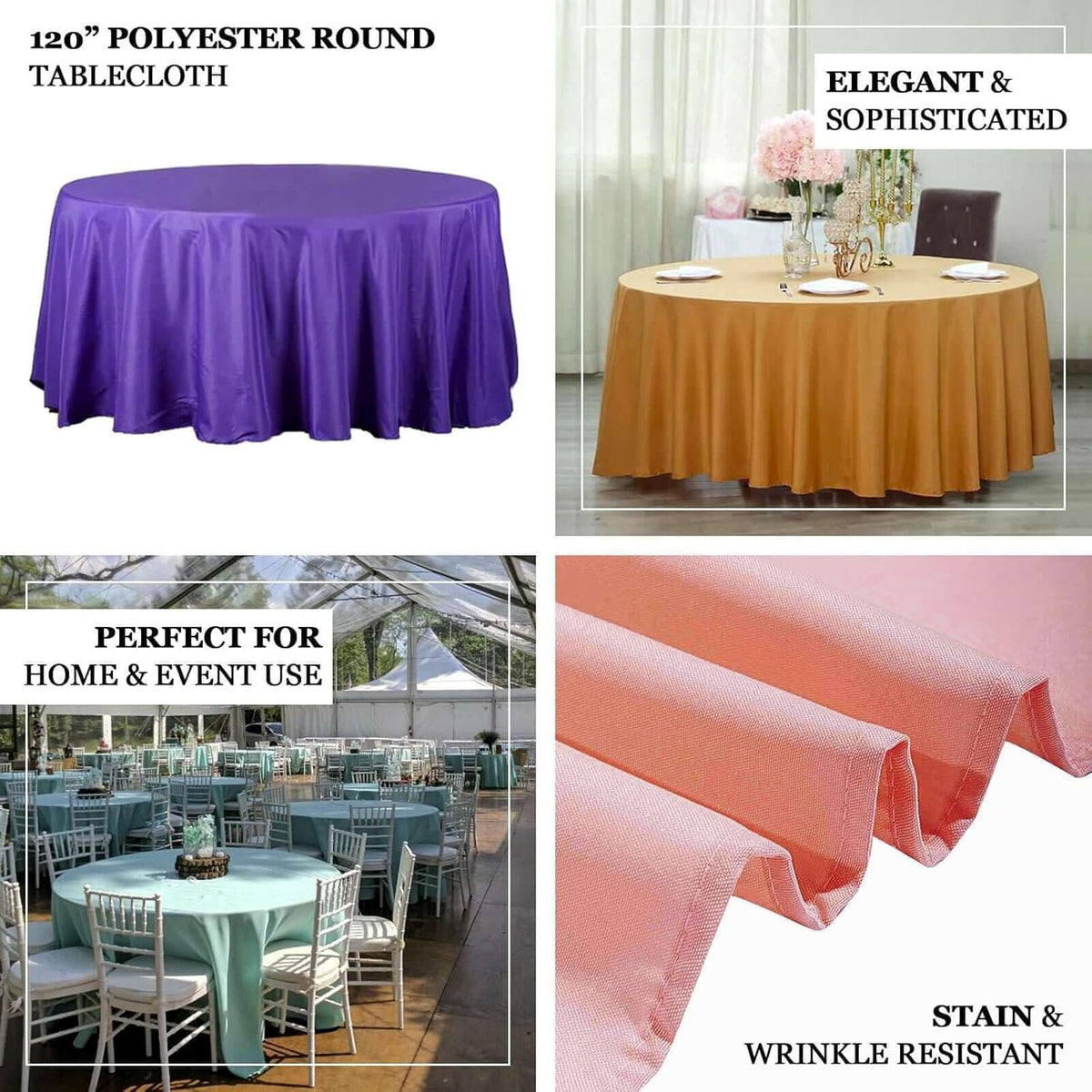 Efavormart Round Tablecloth, 120 Inch Stain & Wrinkle Resistant Washable Table Cloth, Decorative Polyester Fabric Table Cover for Banquet, Wedding, Dining - Peacock Teal
