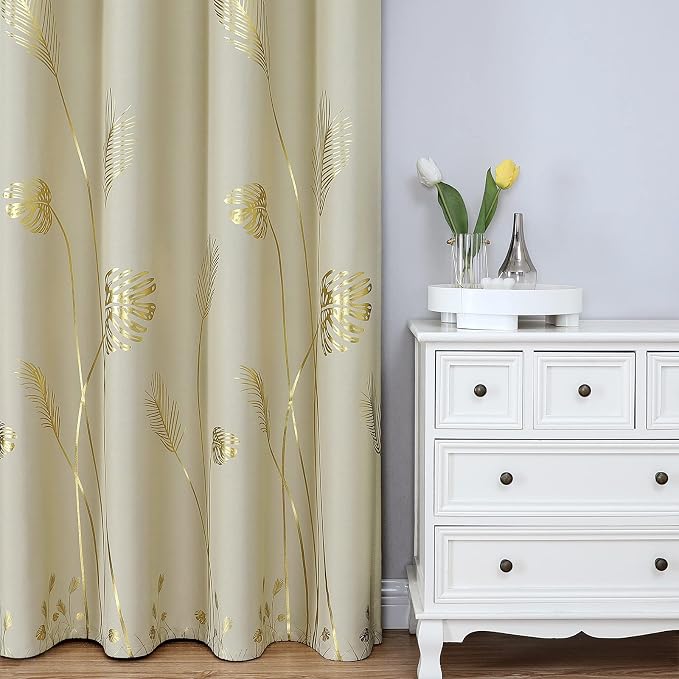 Beige Blackout Curtains 84 Inches Long, Room Darkening Curtains - Image 2
