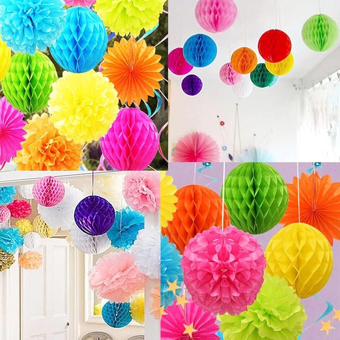 15pcs Honeycomb Balls Decorations 4'' 6'' 8'' Burgundy Honeycomb Balls | Party - Image 3