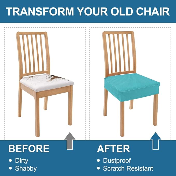 Smiry Waterproof Seat Covers for Dining Room Chairs, No Rear Covers | Stretch - Image 8