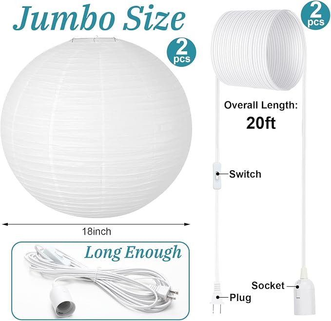 Rossesay 2 Sets Jumbo Paper Lanterns - Image 2