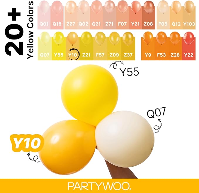 PartyWoo Yellow Mustard Yellow Balloons 127pcs Different Sizes | 36 18 12 10 5 - Image 4