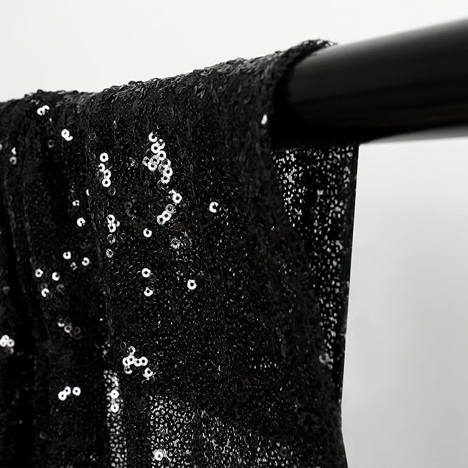 Eternal Beauty Black & Silver Sequin Backdrop Curtains, 4 Panels 2x8FT | 3mm - Image 7