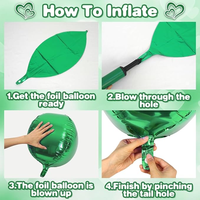Green Gold Round Foil Balloons 9 pcs, Metallic Giant 4D Round Balloons 22 Inch - Image 8