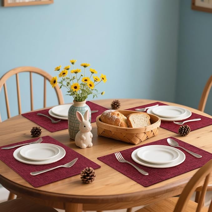 Homaxy Cloths Placemats for Dining Table Set of 4, Cotton Linen Blend Table Mats - Image 4