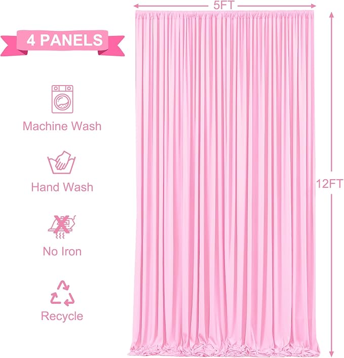 4 Panels Pink Backdrop Curtains - Image 6