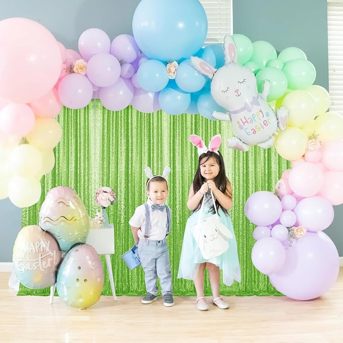 2×8FT-2PCS Green Sequin Backdrop Curtains Panels, Photography Backdrop Glitter - Image 4