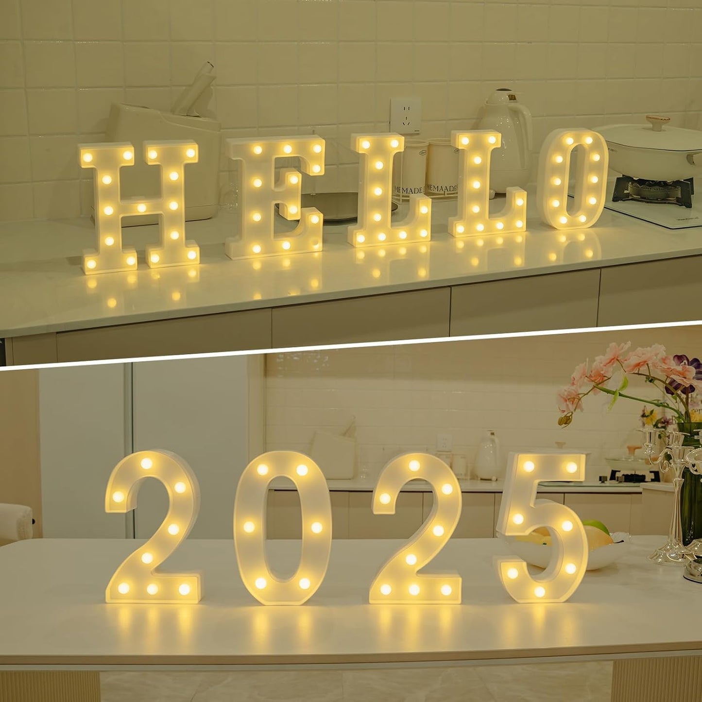 Foaky Rechargeable LED Letter Lights Sign Marquee Light Up Letters Sign for Night Light Wedding/Birthday Party Christmas Lamp Home Bar Decoration (2)