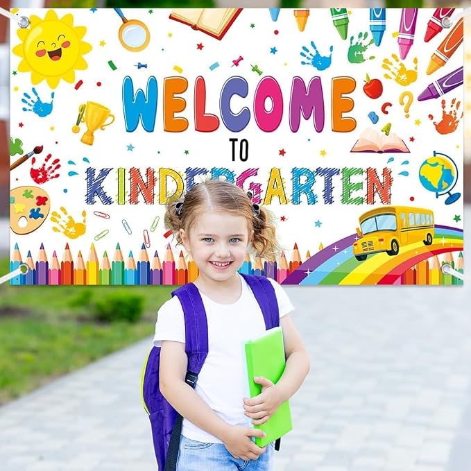 MEHOFOND 7x5ft Welcome to Kindergarten Banner Colorful Back to School Kids - Image 3