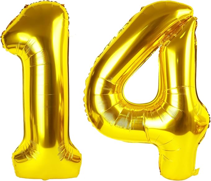 14 Balloon 40 inch Gold Number Balloons by Enyeopd