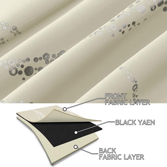 Yakamok Cream Light Blocking Curtains 72 Inches Long Silver Print Wide 42" | - Image 4