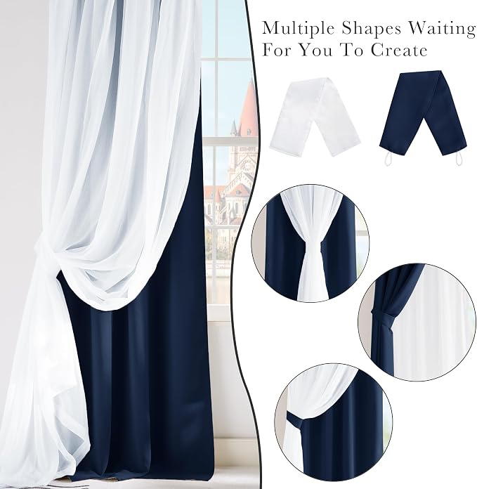 PONY DANCE Navy Blue Double Layered Curtains - Image 9