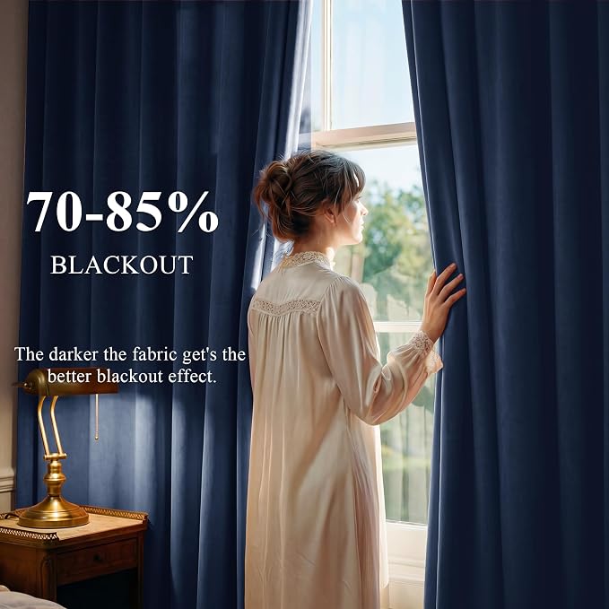 Navy Blue Velvet Extra Curtains - Image 3