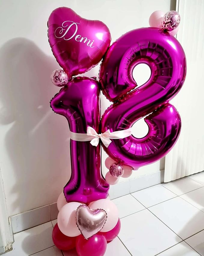 Hot Pink 10 Number Balloons, 40 Inch Giant Number 10 Balloons Foil Mylar Helium - Image 5