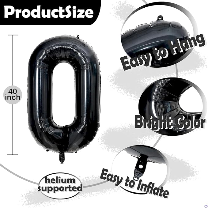 40 inch Large Black 44 Balloon Number - Image 3