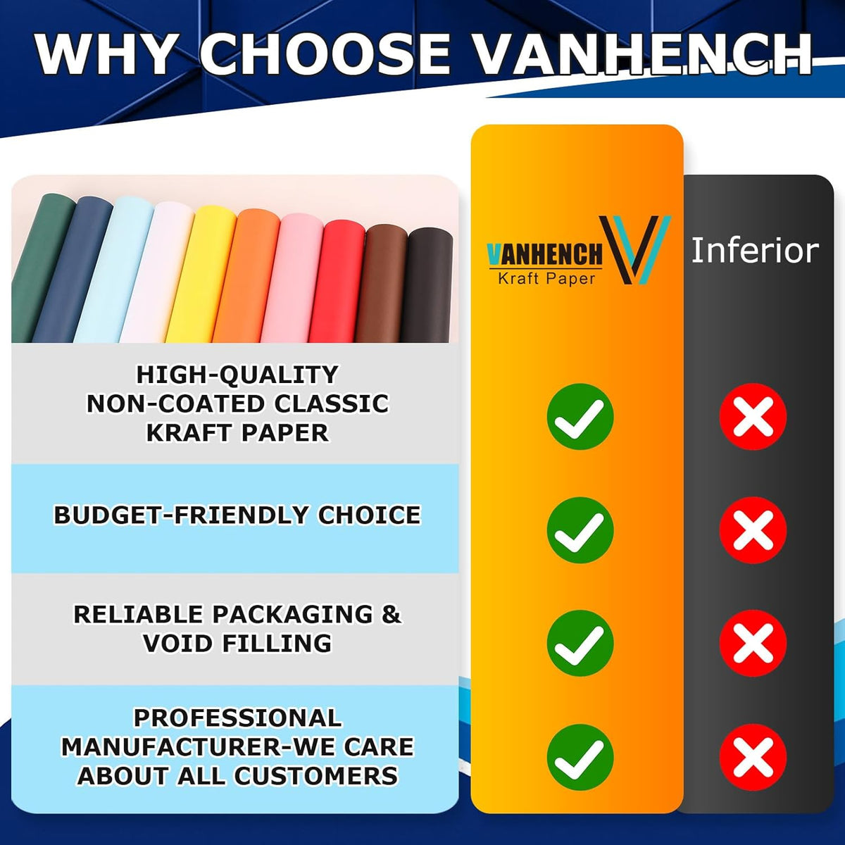 Vanhench 17.5" x 3600" (300') Brown Kraft Paper Roll, Color Art Kraft Craft Paper for Bouquet Flower Birthday Wrapping Crafts Packing, Poster Bulletin Board Paper Floor Covering Table Runner