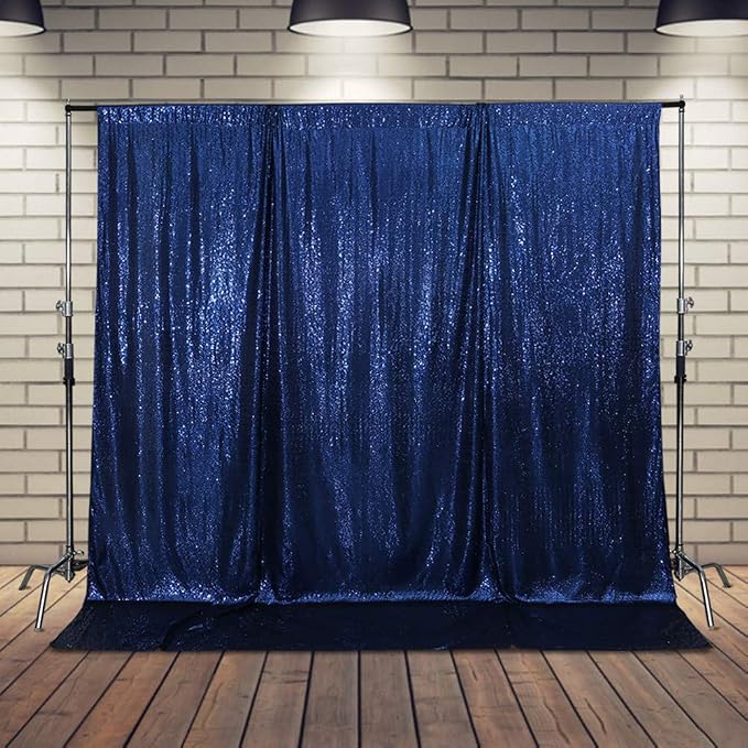 SquarePie 8x8ft Navy Blue Sequin Backdrop, High Density Non-Transparent Glitter - Image 8