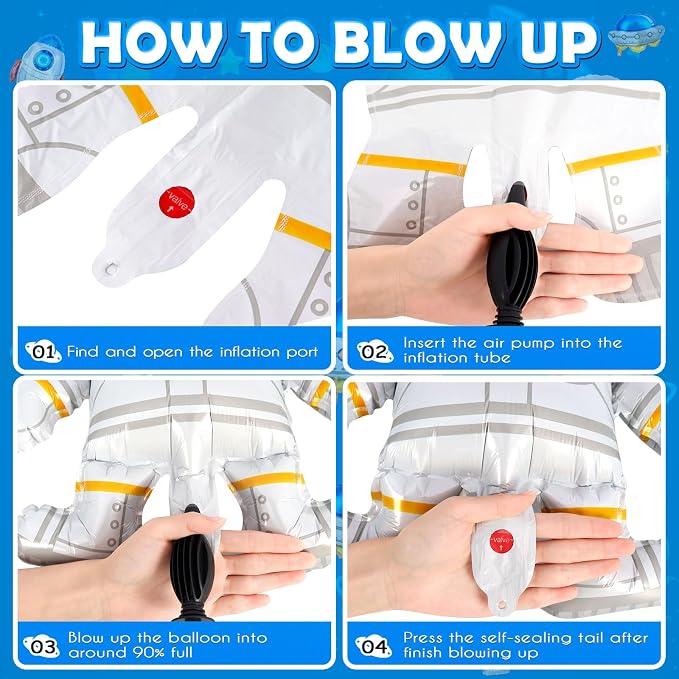 6 Pcs Galaxy Balloons, Outer Space Spaceship Rocket Astronauts Balloon - Image 6