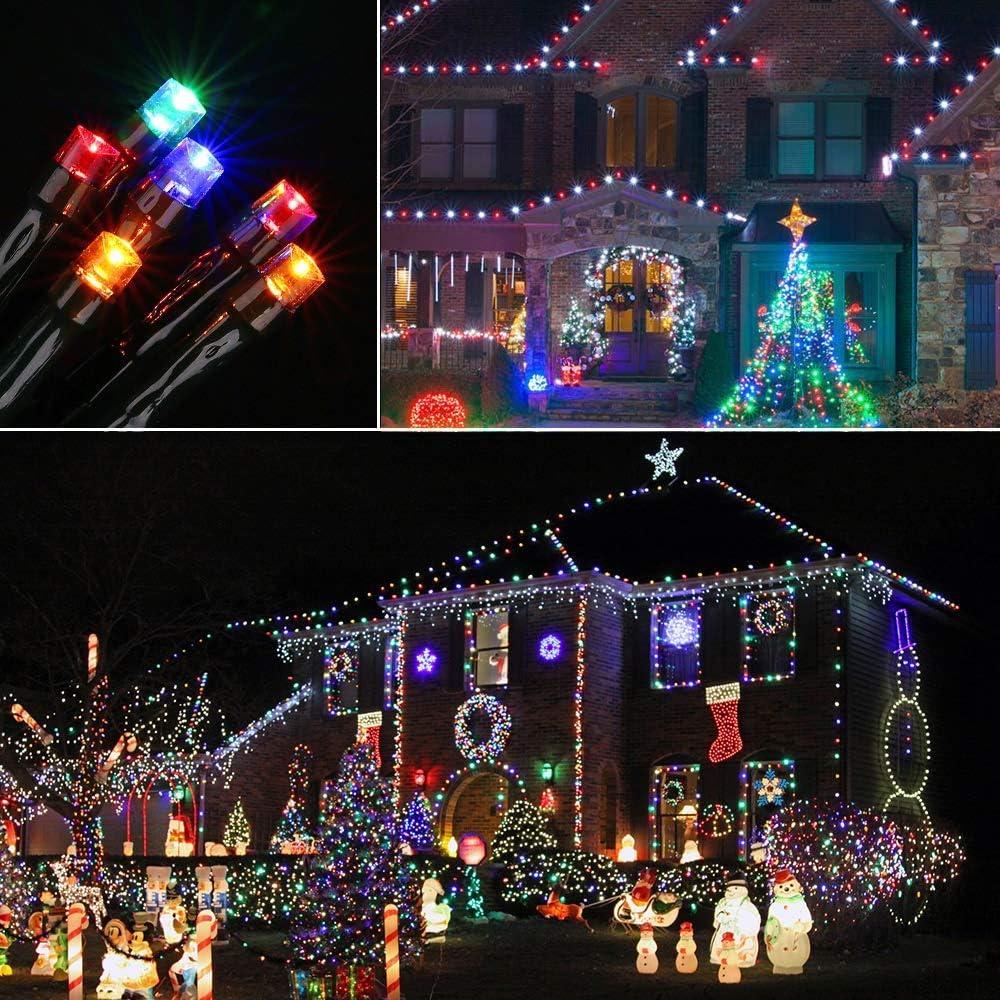 Toodour Solar Christmas Lights, 121ft 350 LED 8 Modes Outdoor Christmas String Lights, Waterproof Solar String Light for Xmas Tree, Fence, Holiday, Party, Balcony, Outdoo Xmas Decorations -Multicolor