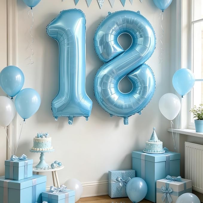 Pastel Blue 15 Balloon Number, Light Blue 15 Balloons - Image 7