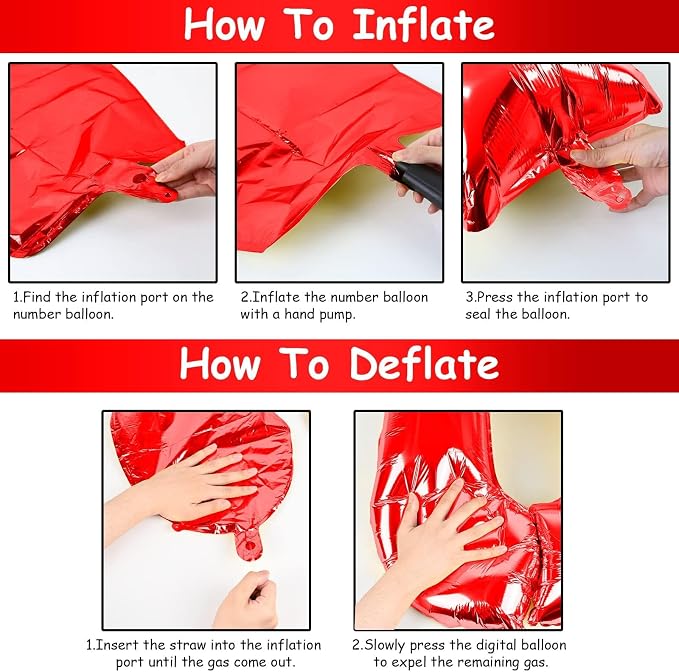 Red Number Balloons, 40 inch Large Number 3 Foil Mylar Helium Balloons - Image 7