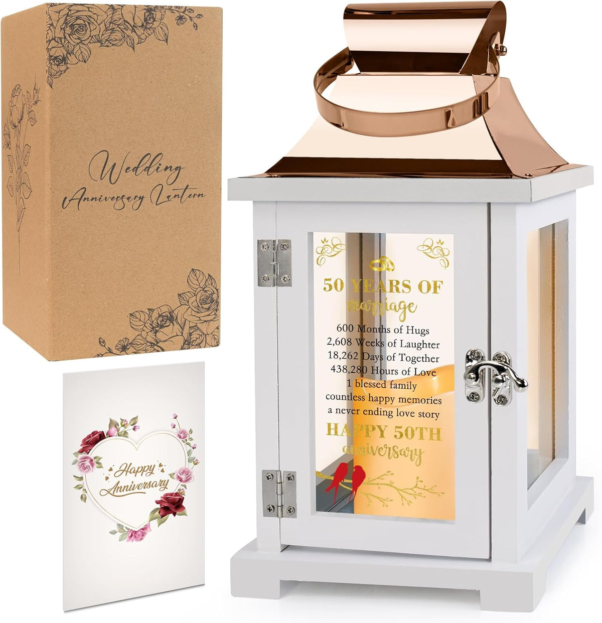 50th Wedding Anniversary Lantern - Happy 50th Anniversary Decoration for Couple, Parents, Grandparents