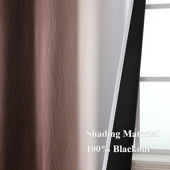 Brown and Greyish White Ombre Blackout Curtains 45 Inch Length 2 Panels - Image 5