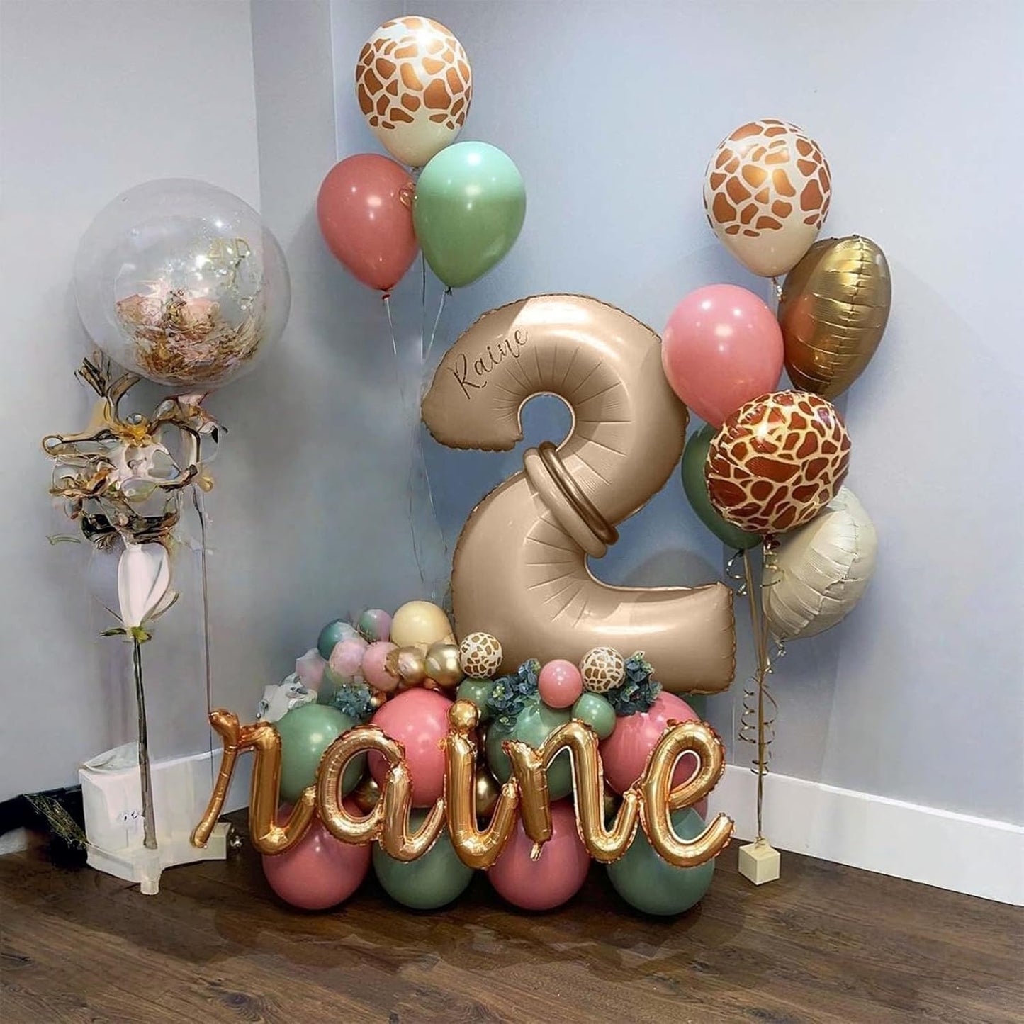 40" Neutral Number 2 Balloon for Boys Girls, Large Self Inflating Nude Helium Foil Number Balloons Set 0-9 for Women Men 2nd Birthday Graduation Anniversary Wedding Party Decorations Supplies