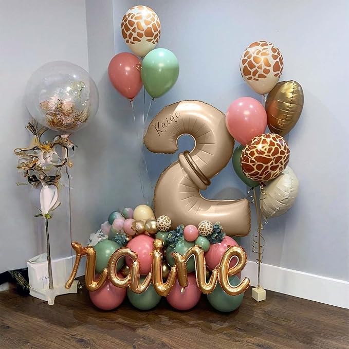 Nude Balloon Number 4, 40 Inch Large Self Inflating Brown Foil Number Balloons - Image 3
