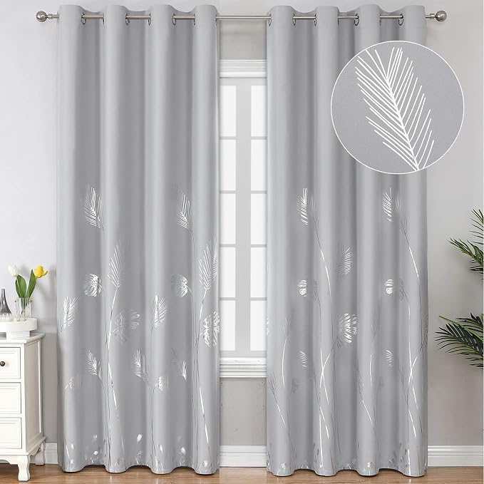 Light Grey Curtains Blackout Thermal Insulated Window Curtains Drapes by ESTELARTEXTILER