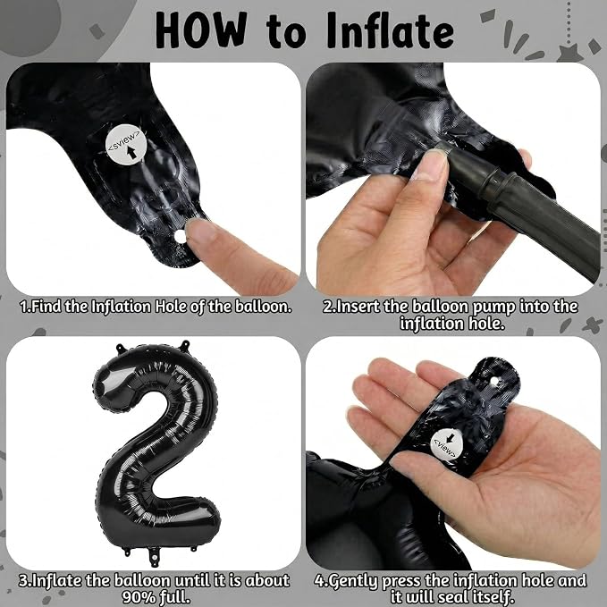 Black Number 12 Balloon 40 Inch, Foil Numeral - Image 5
