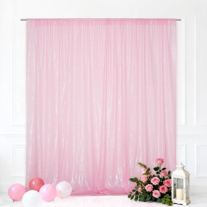 Eternal Beauty Pink 3mm Sequin Backdrop 6x6 Ft by EternalBeauty