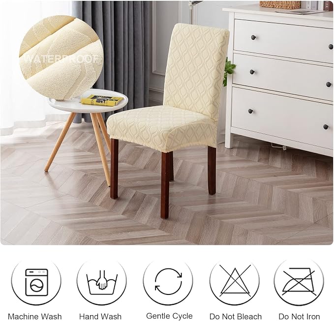 Waterproof Dining Chair Covers Set of 2 Parsons Chair Slipcovers | Double - Image 7