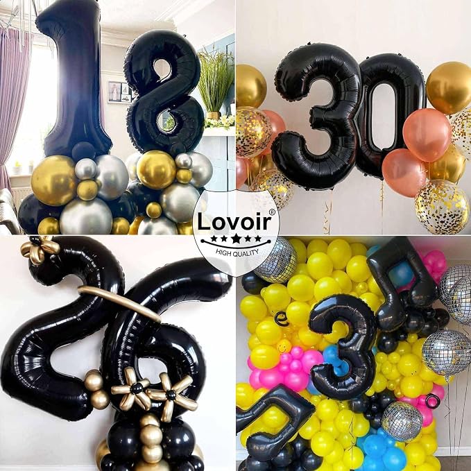 Black 28 Number Balloons, 40 Inch Giant Number 28 Balloons Foil Mylar Helium - Image 7