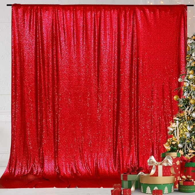 Eternal Beauty Red 3mm Sequin Backdrop 8x8 Ft - Image 8