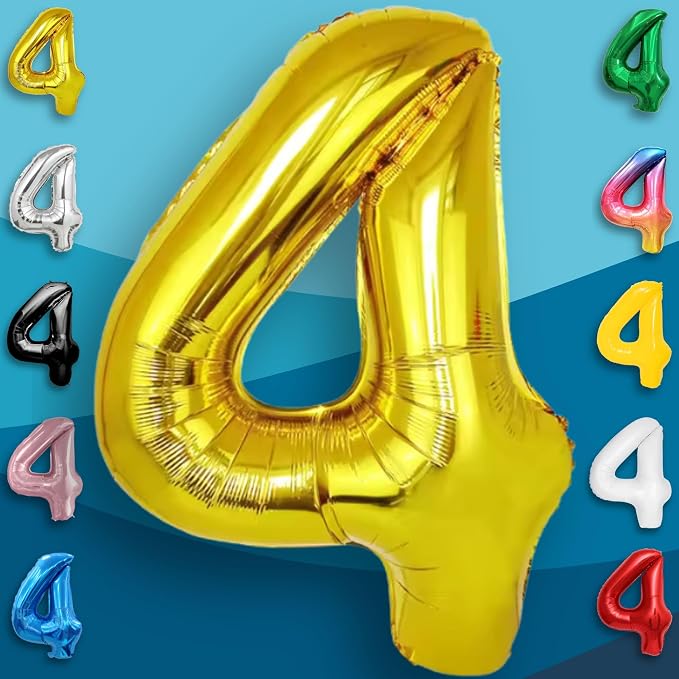Gold Number Balloon 4 Mylar Foil Balloons 32 inch - Image 3