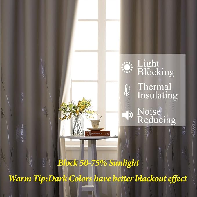 Blackout Curtains with Silver Palm Tree Thermal Insulated Elegant Natural Tree - Image 5
