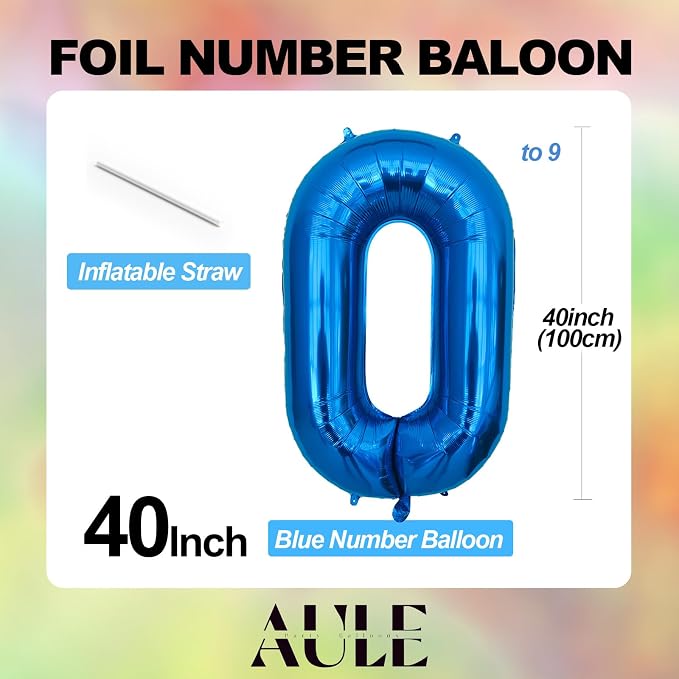 AULE 40 Inch 7 Blue Balloon Number Foil 0-9 Birthday Big Numbers | Birthday - Image 5