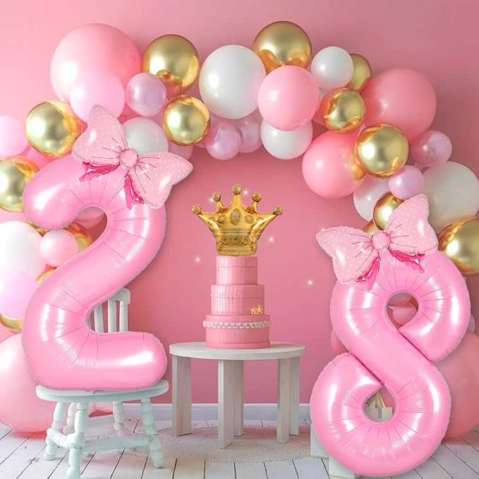 Pink Coquette Birthday Decorations 40 Balloon Numbers - Image 7