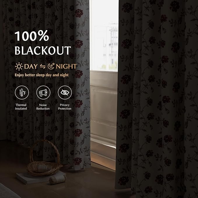 Beauoop Floral 100% Blackout Curtains - Image 2