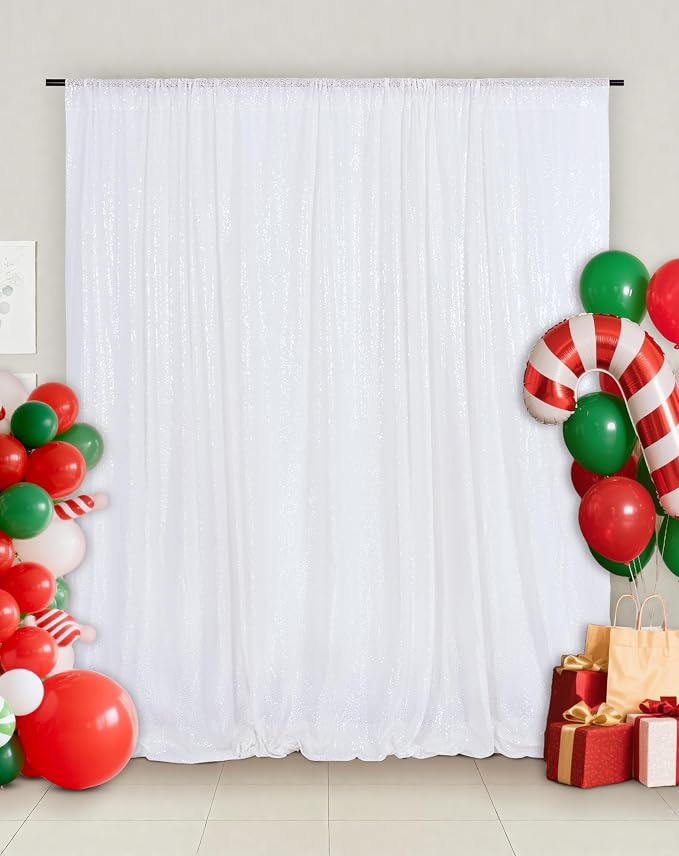 Eternal Beauty White 3mm Sequin Backdrop 7x7 Ft - Image 2