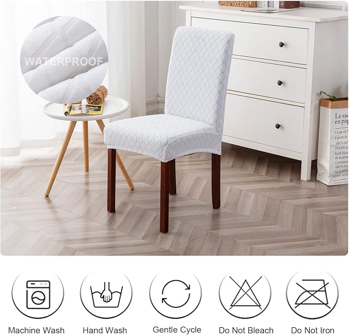 Waterproof Dining Chair Covers Set of 4 Parsons Chair Slipcovers | Double - Image 7
