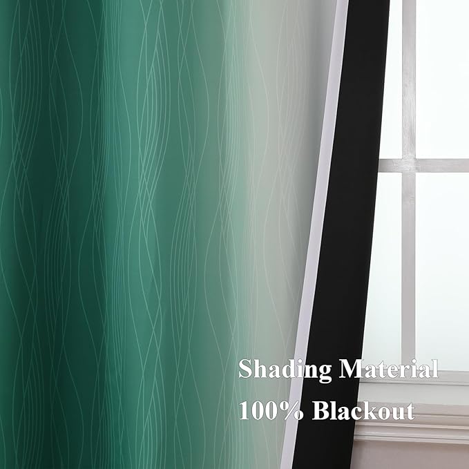 Green and Greyish White Blackout Curtains - Image 5