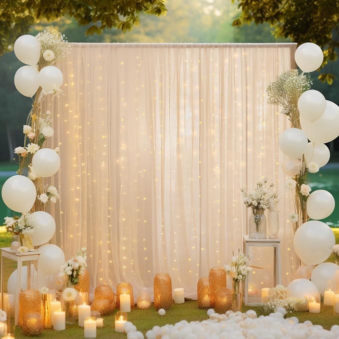 30x10ft Champagne Tulle Backdrop Curtain - Image 4