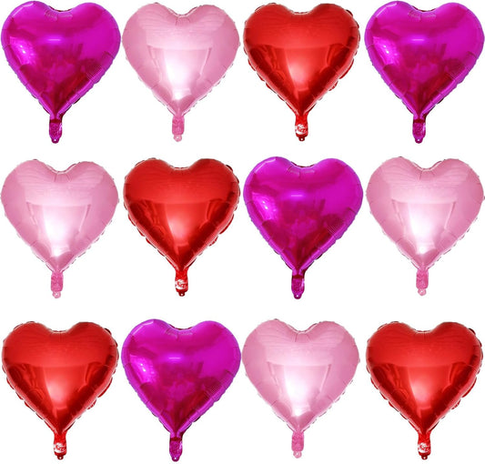 Red Heart Shaped balloons Pack of 12,18 Inch Hot Pink Love Valentine Balloons Pink Heart Romantic Balloons For Valentines Day Propose Marriage Wedding Bridal Shower Engagement Party Decorations