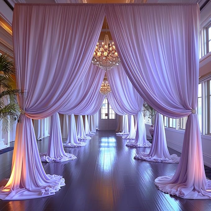 30x10ft Wrinkle Free Lavender Backdrop Curtain - Image 3