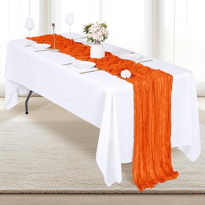 12 Pack Orange Cheesecloth Table Runner 17x108 Inch Semi Sheer Boho Gauze - Image 4