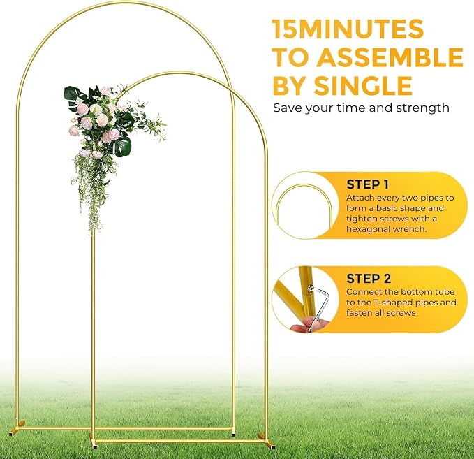 Metal Arch Backdrop Stand, 7.2FT+6FT Wedding Arch Frame, Balloon Arch Backdrop - Image 3